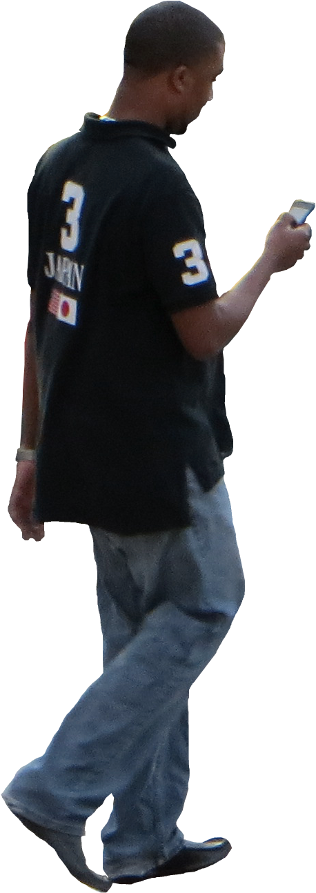 Person Walking Side View Png - Man Texting While Walking (1293x1293), Png Download