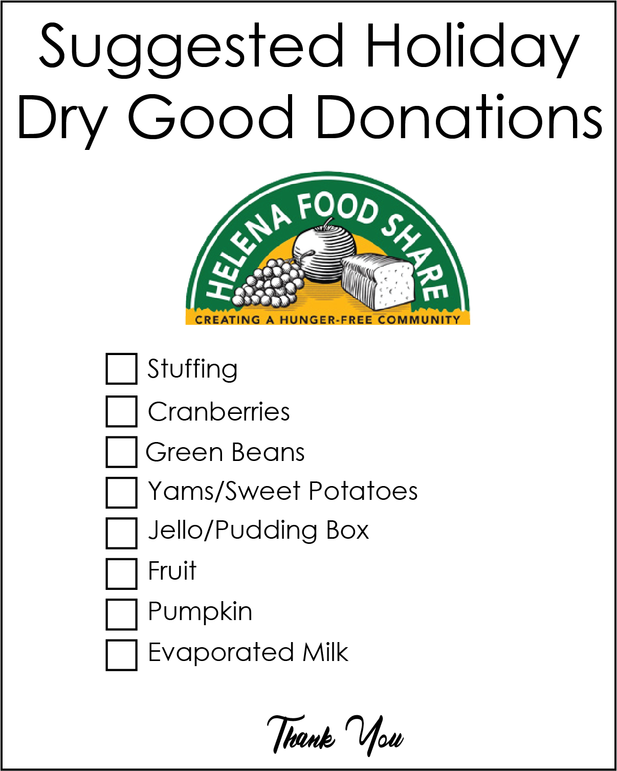 Here Is What Helena-area Organizations Need For The - Helena Food Share (1206x1507), Png Download