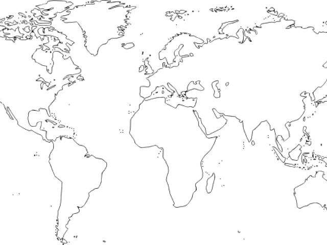 Original - World Map Outline Black And White (640x480), Png Download