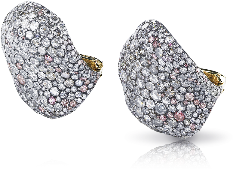 Fabergé White Rose Petal Earrings Features Round White - Gold (800x800), Png Download
