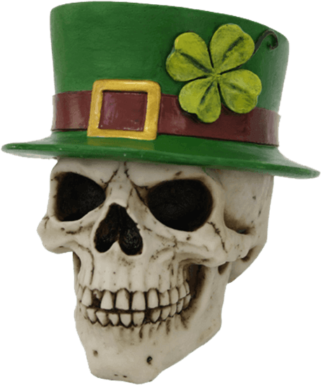 Lucky Irish Skull Trinket Box - Glyby Leprechaun Skull Luck Of The Irish Stash Box (555x555), Png Download