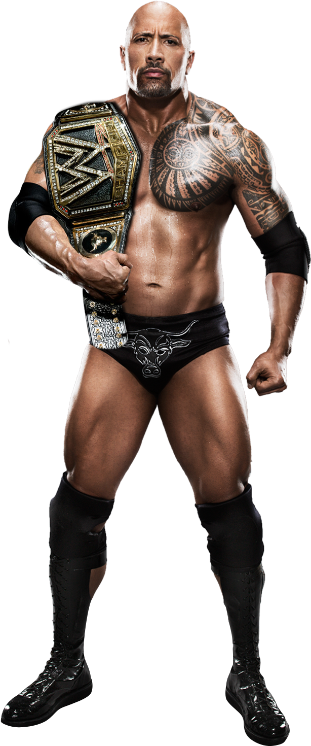 The Rock Wwe Champion - Dwayne Johnson Full Body (736x1469), Png Download