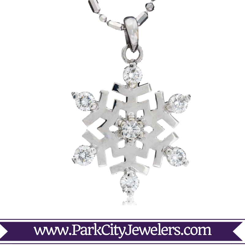 Large Diamond Tipped Snowflake Necklace - Diamond Tipped Snowflake Necklace (800x800), Png Download