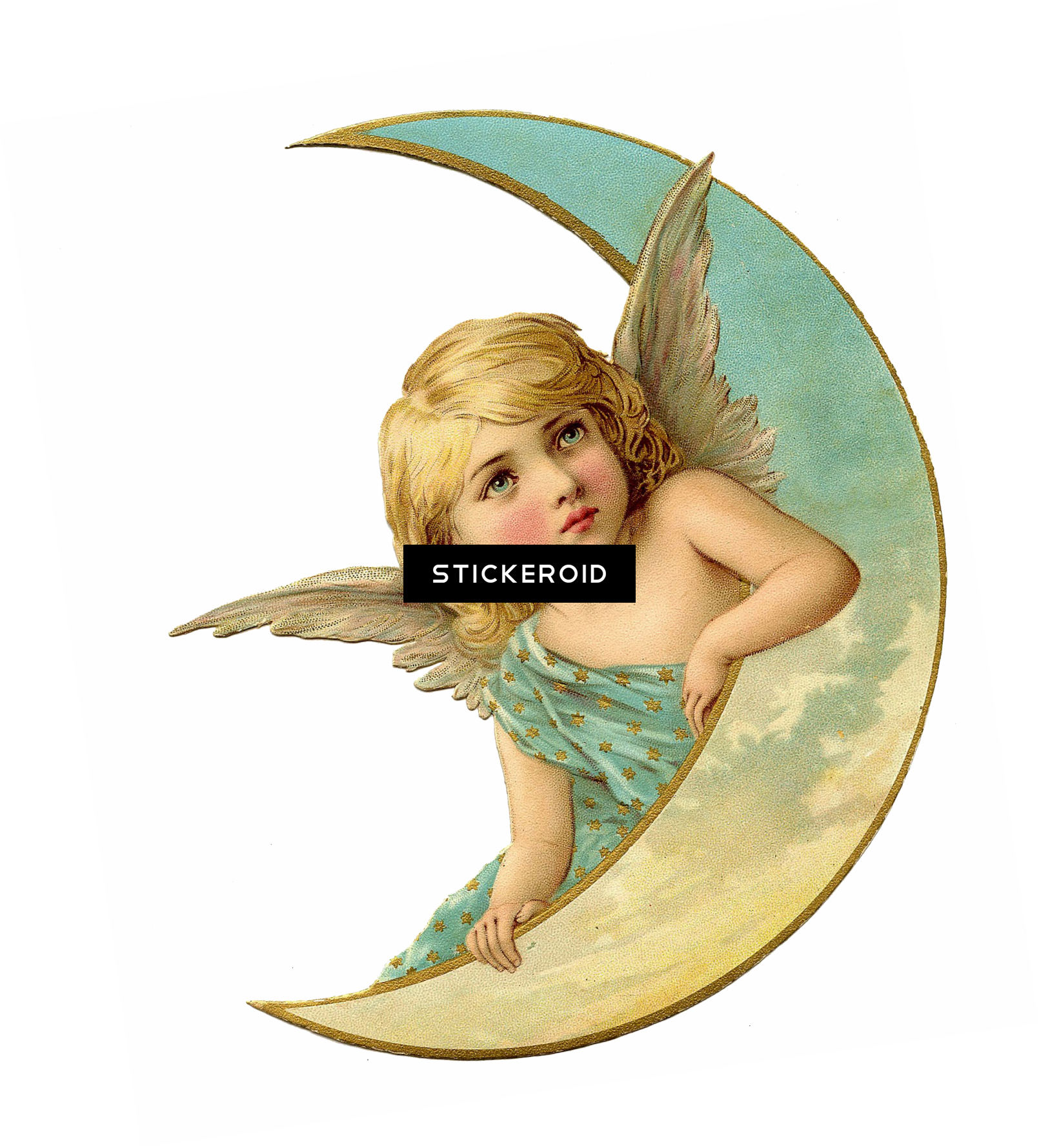 Christmas Angel - Vintage Angel On The Moon Throw Blanket (1610x1779), Png Download