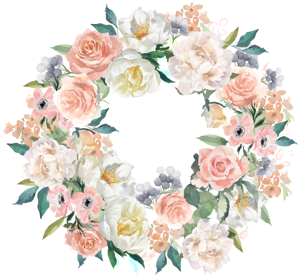 Spring Wreath Decorative Border Png - Watercolor Painting (1024x957), Png Download