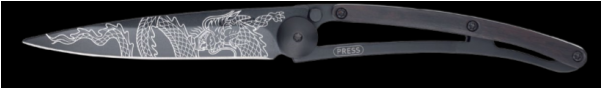 Deejo Japanese Dragon Black Ebony Knife - Utility Knife (600x600), Png Download