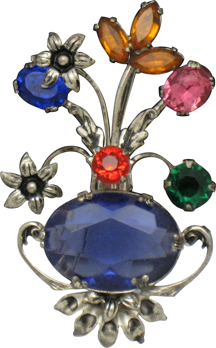 Early Coro Sterling Rhinestone Glass Figural Flower - Crystal (1126x1126), Png Download