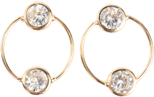 Double Stone Circle Earrings - Earrings (693x1024), Png Download