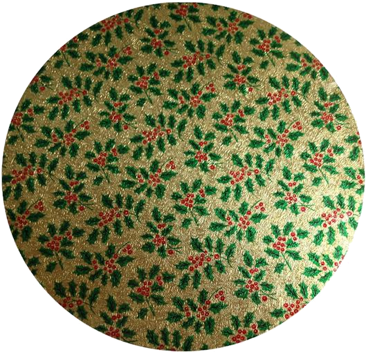 Gold Green Holly Christmas Cake Card Circle - Christmas Holly Round Cake Board (700x700), Png Download