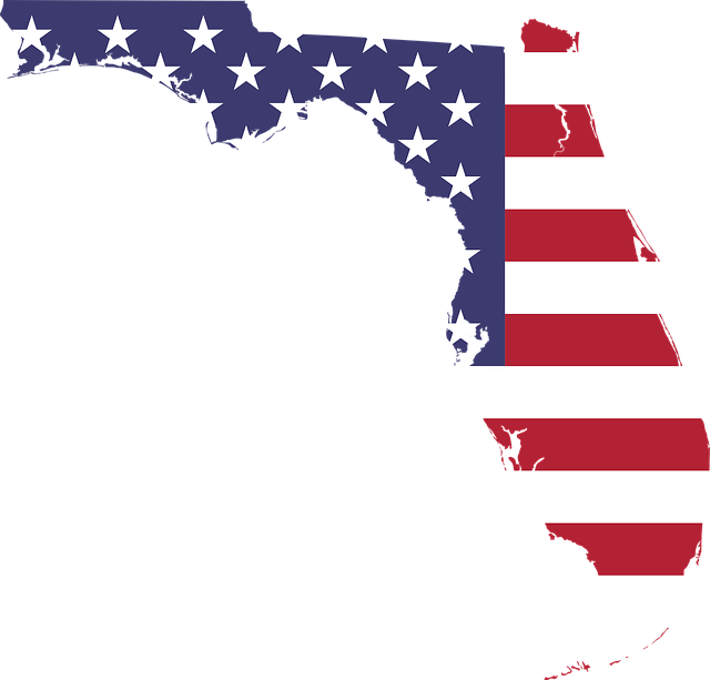 Florida Veteran's Benefits - Florida With Us Flag (640x613), Png Download