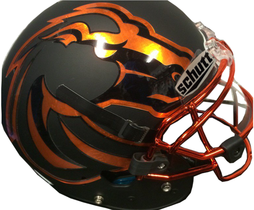 Boise State Broncos Black & Orange Mini Helmet - Schutt (1368x855), Png Download