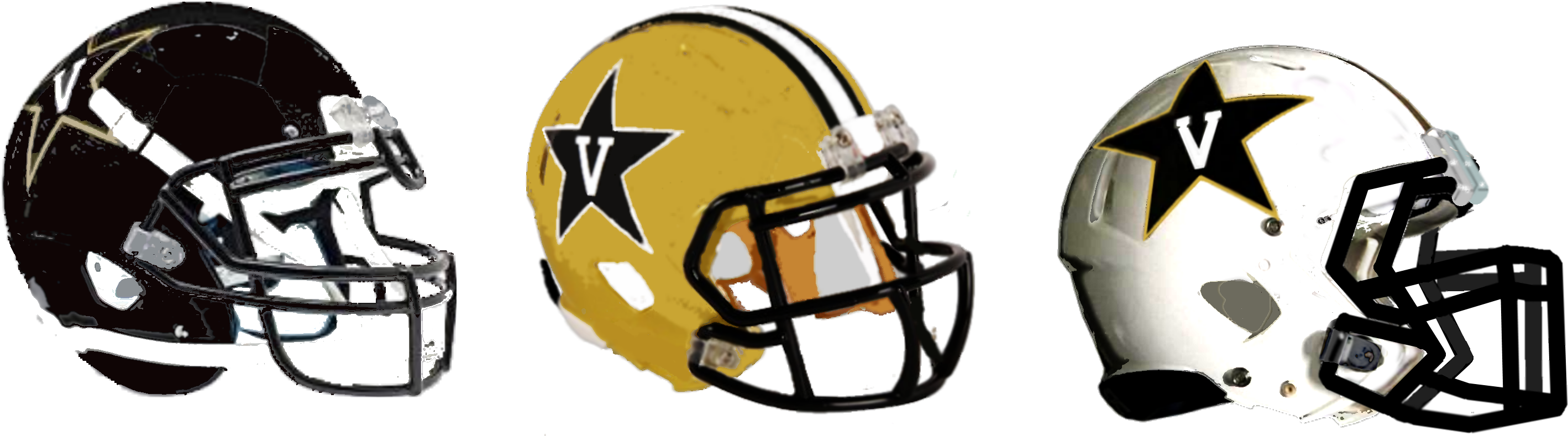 Black And Gold Helm And White - Vanderbilt Commodores Black Schutt Xp Authentic Helmet (2870x882), Png Download