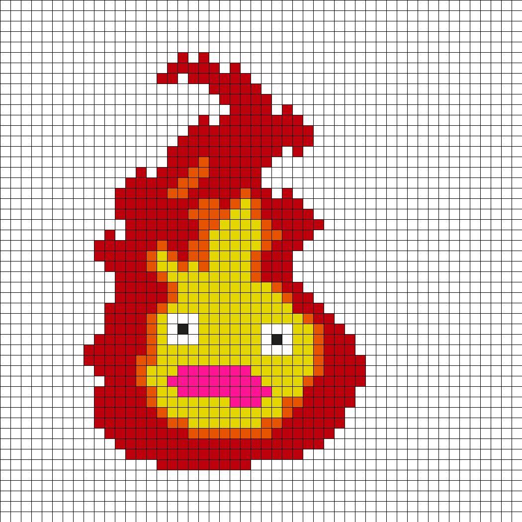 Princess Mononoke Mini Fuse Bead Pattern - Calcifer Perler Bead Patterns (1050x1050), Png Download