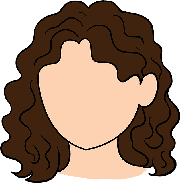 How To Draw Curly Hair - Simple Curly Hair Drawing (680x678), Png Download