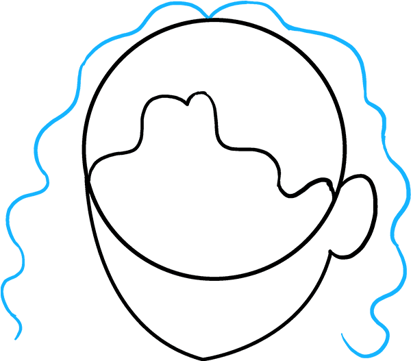 How To Draw Curly Hair - Curly Hair Drawing (680x678), Png Download