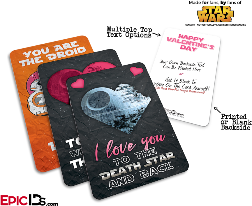 Pocket Sized Premium Star Wars 'dark Side' Custom Valentines - Star Wars (900x750), Png Download