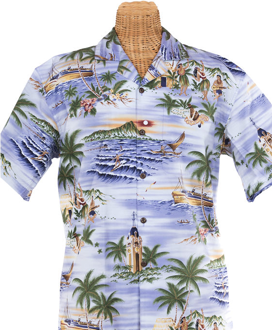 Newt's Retro-print Aloha Shirt With The Aloha Tower - Aloha (560x720), Png Download