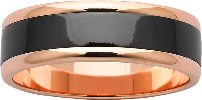 Mens Black & Rose Gold Ring - Gold (800x800), Png Download
