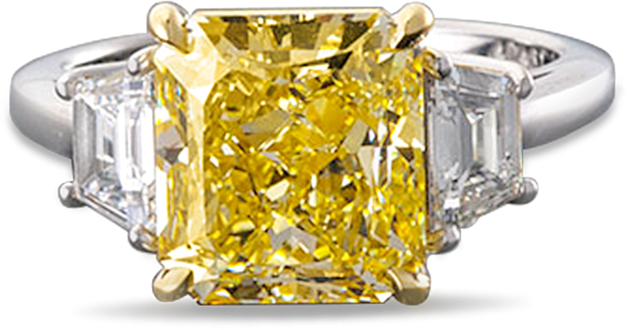 Radiant-cut Fancy Yellow Diamond Ring, - Diamond (2500x2000), Png Download