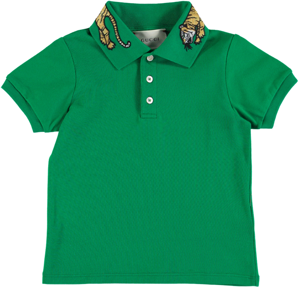 Picture Of Tiger Applique Collar Polo Shirt Green - Gucci Polo Tiger Shirt Green (600x600), Png Download