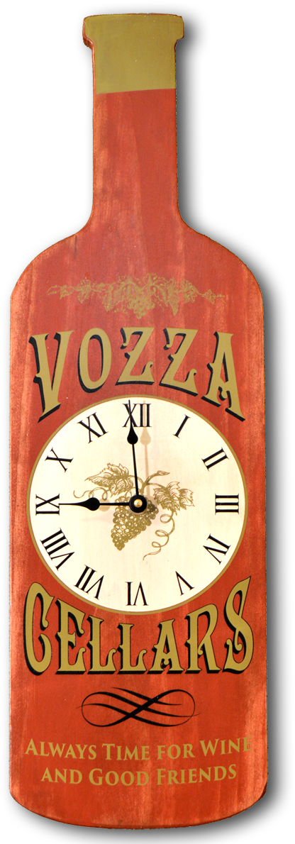 Custom Cellars Wine Bottle Shaped Clock - Wall Clock (457x1200), Png Download