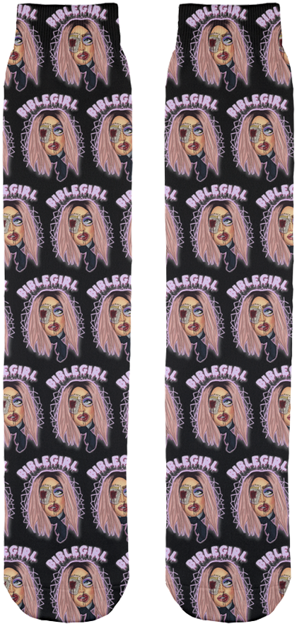 Biblegirl "eyebola" Sublimation Tube Sock - Sock (990x959), Png Download