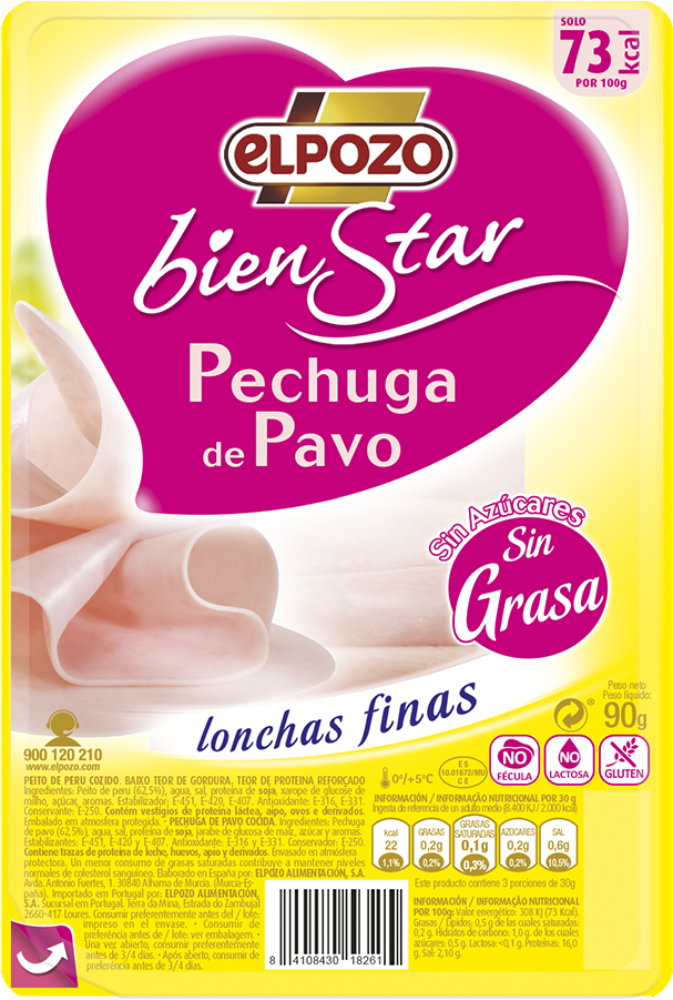 Pechuga De Pavo Sin Grasa Y Sin Azúcares 90g - Pechuga De Pavo Bienestar (1000x1000), Png Download