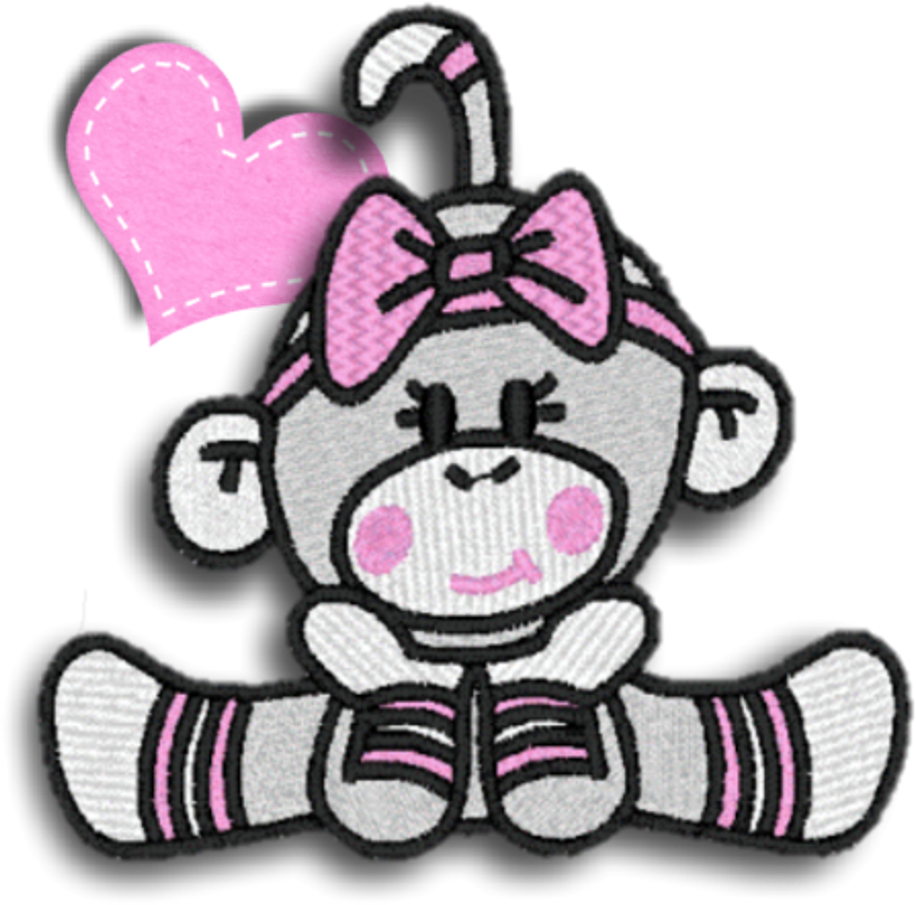 Sockmonkey Monkey Girl Cute Pink Heart Gym Scrapbooking - Clip Art (1024x1024), Png Download