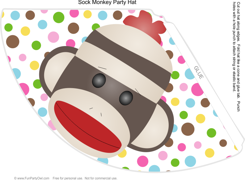 Sock Monkey Party Hat - Party Hat (793x582), Png Download