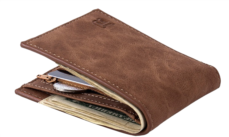 Wallet Png Hd Photo - Men's Leather Bifold Credit Id Card Holder Zip Coin (800x583), Png Download