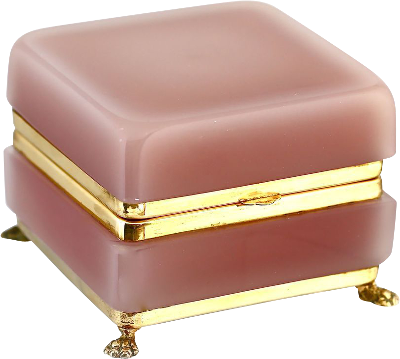 Antique Pink Opaline Crystal Glass Trinket Or Jewelry (813x813), Png Download