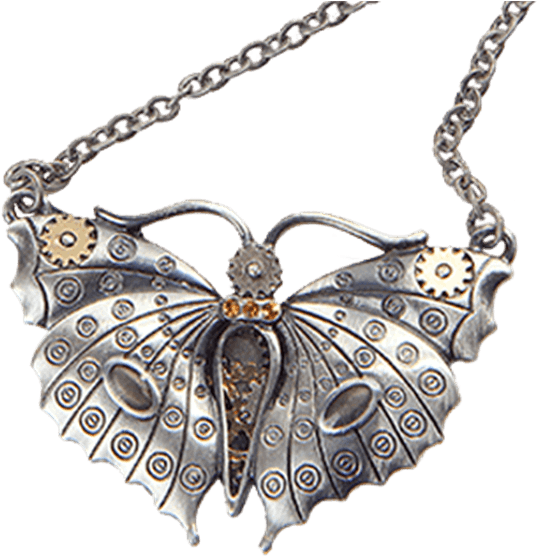 Steampunk Butterfly Necklace - Steampunk Butterfly (555x555), Png Download