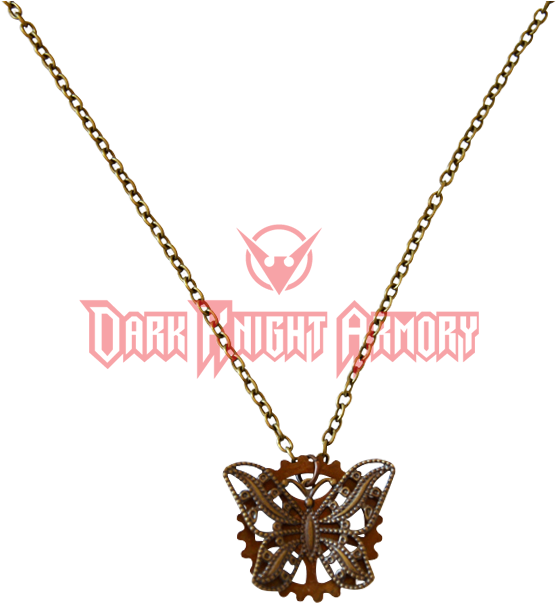 "steampunk Butterfly And Gear Necklace" (602x602), Png Download