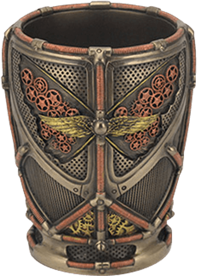 Steampunk Wings And Gears Pen Holder - Steampunk Butterfly Design Bronze Finish Pen / Pencil (555x555), Png Download