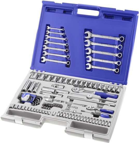 1/4" & 1/2" Socket, Wrench And Accessory Set - Wrench (563x567), Png Download