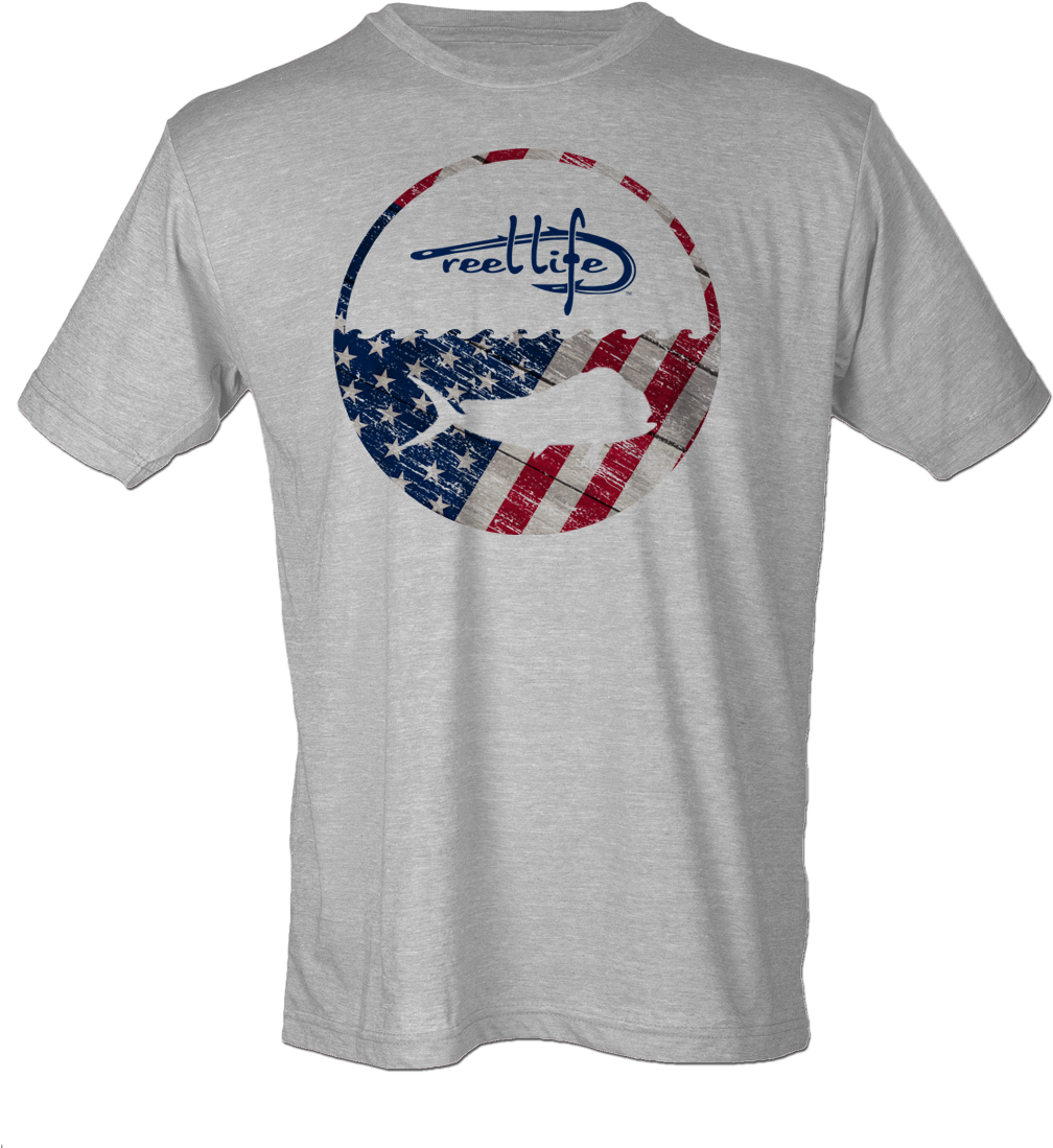 Men's Waterman Usa Mahi Mahi Short Sleeve Fishing T-shirt - Tultex Heather Grey (1032x1215), Png Download