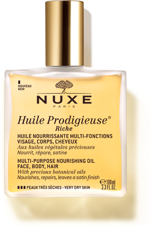 Moisturizing Oil For Dry Skin For The Face And Hair - Nuxe Huile Prodigieuse Riche 100ml (800x800), Png Download