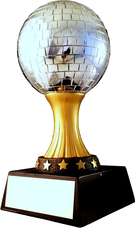 Mirror Ball Resin Trophy - Resin (445x750), Png Download