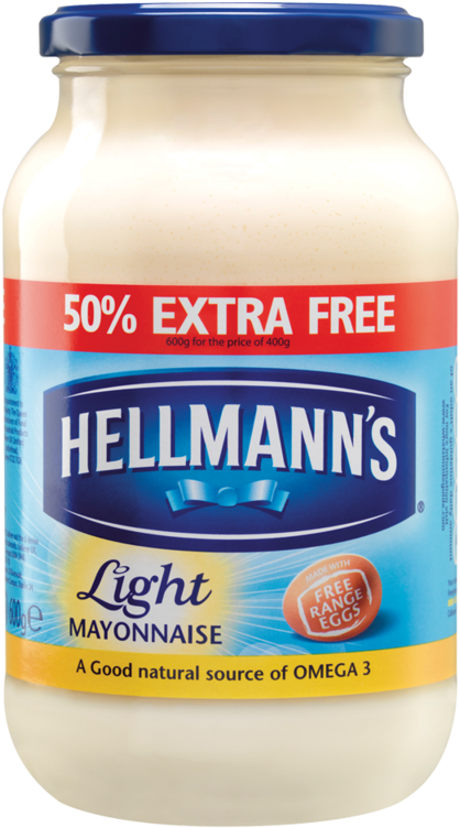 Hellmann S Light Mayonnaise 600g - Hellmann's Light Mayonnaise 10l (800x800), Png Download