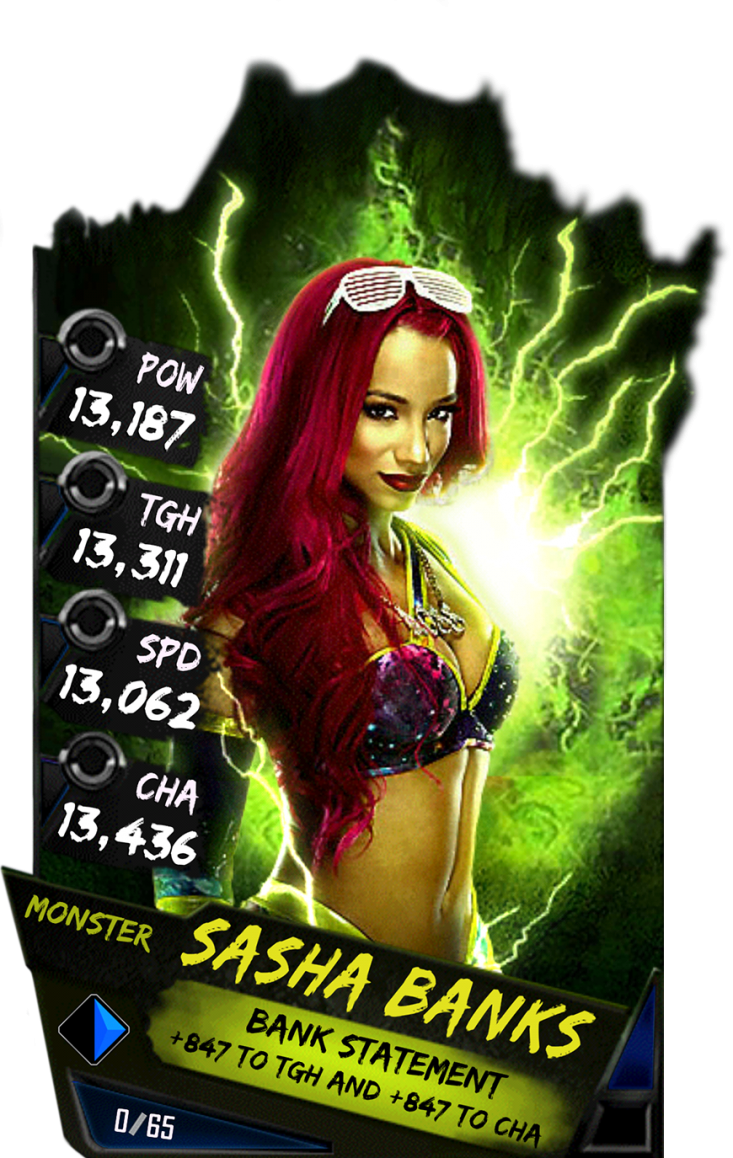 Sashabanks S4 17 Monster - Wwe Supercard Monster Cards (733x1158), Png Download