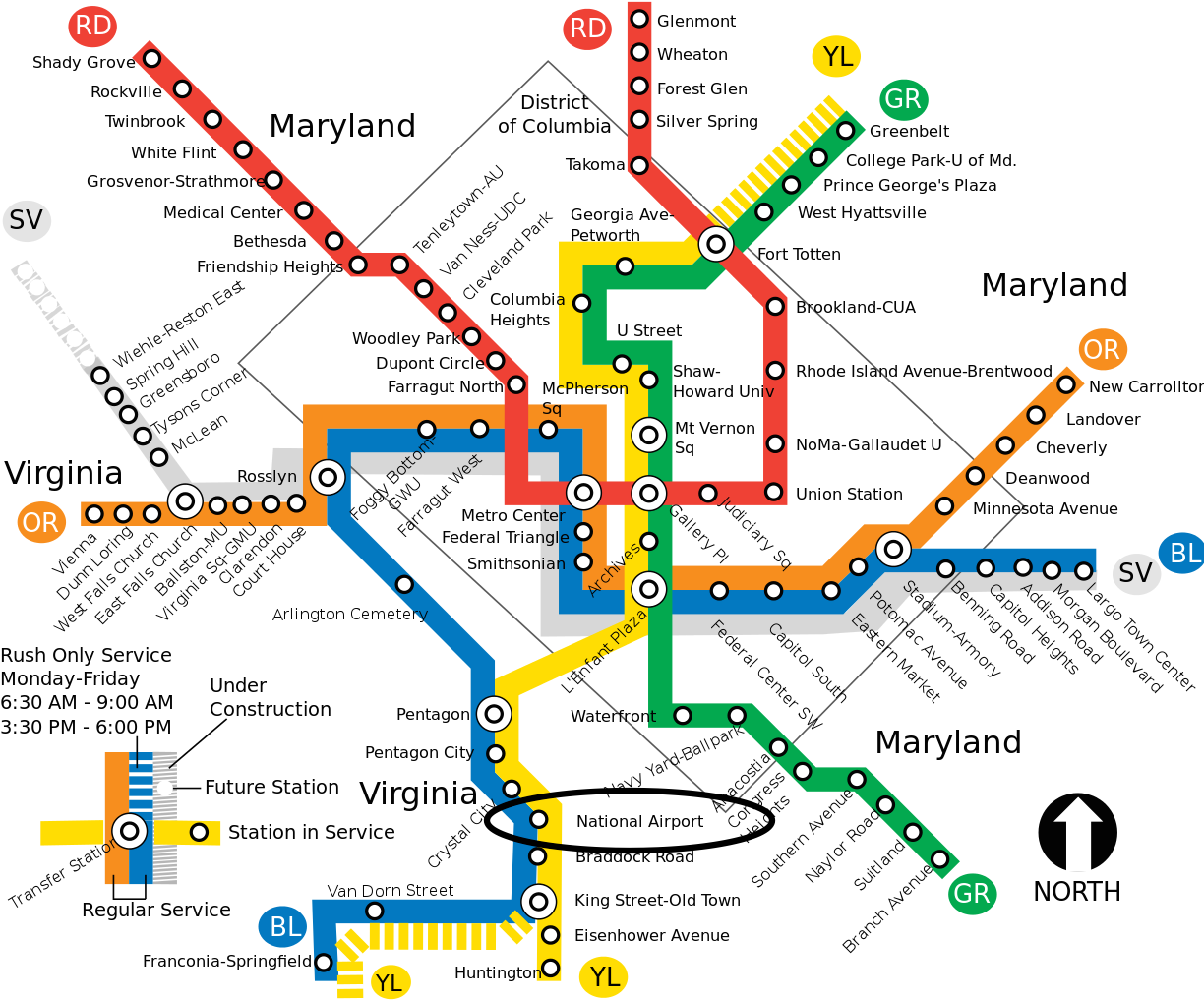 From Reagan National Airport Station, It Is Only Four - Dc Metro Map Chinatown (1235x1024), Png Download