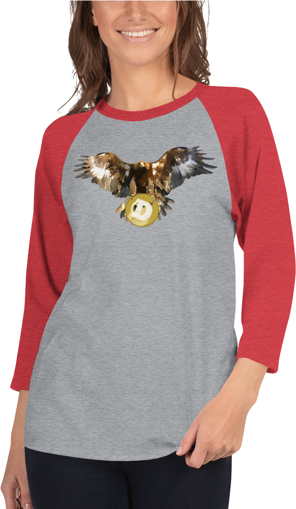Dogecoin Bald Eagle 3/4 Sleeve Raglan Women's Shirt - Golden Eagle Bird Glossy Set Of 4 Wooden Place Mats (1000x1000), Png Download