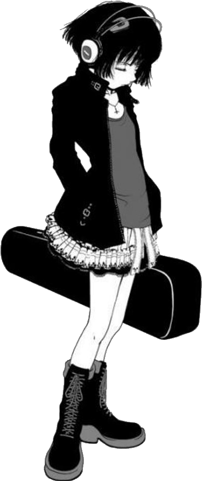 Reinaanimeicon - Anime Render Black And White (430x962), Png Download