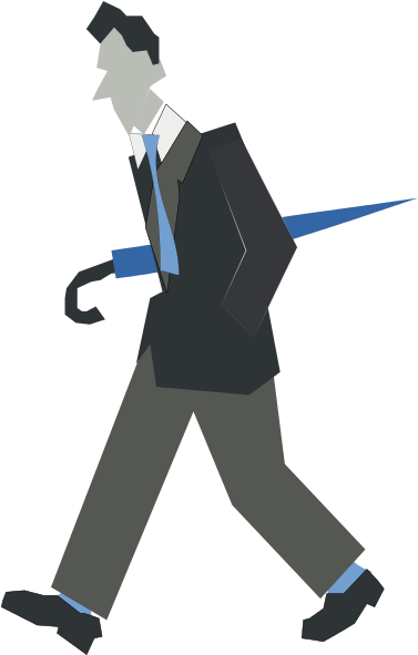 Clipart Black And White Download Umbrella People Male - Man Walking Png Clipart (384x598), Png Download