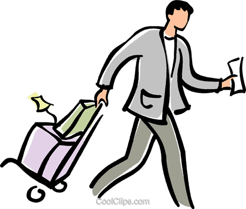 Man Walking With Luggage Royalty Free Vector Clip Art - Baggage (480x408), Png Download