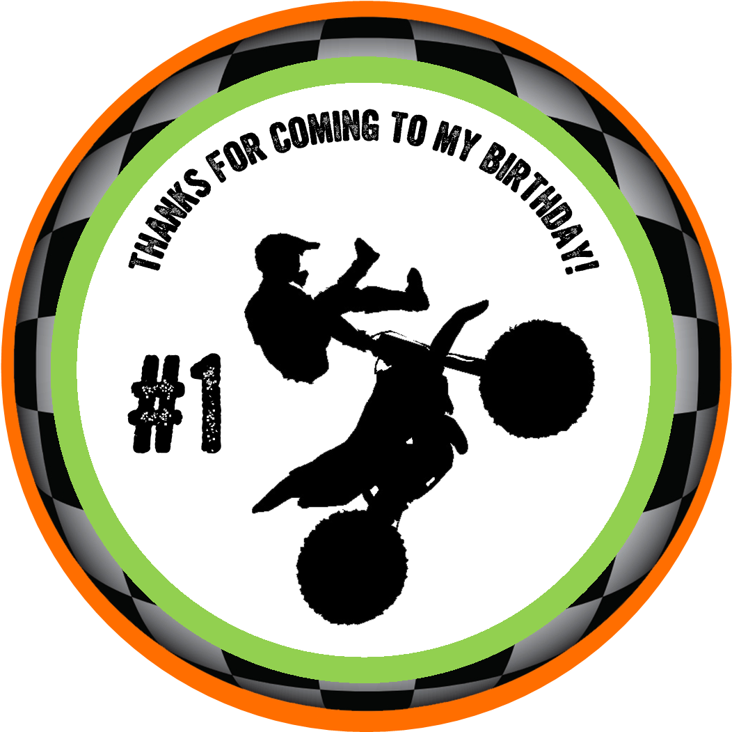Dirt Bike Birthday Party Favor Tag Dylan - Motocross Silhouette (1061x1050), Png Download