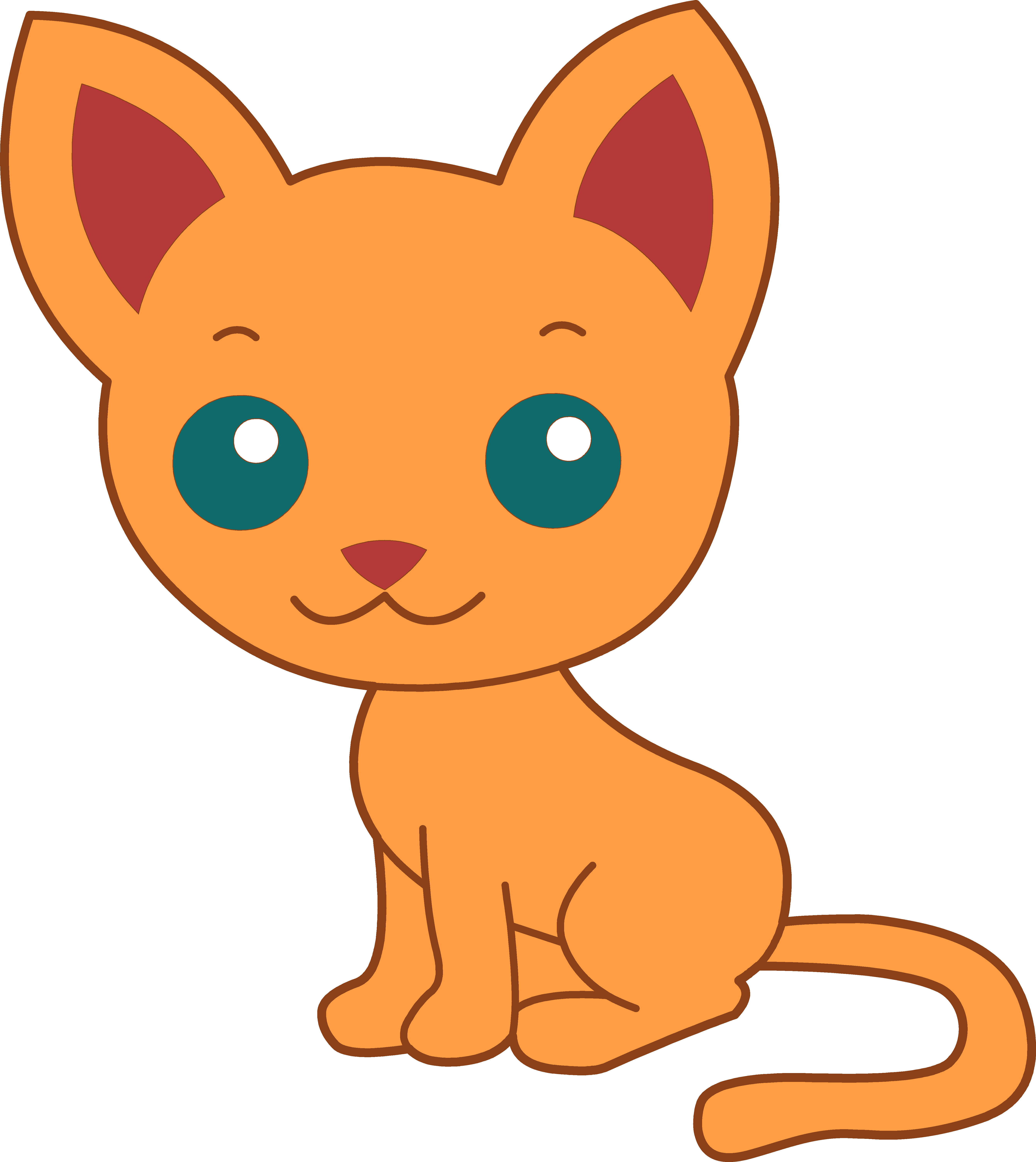 Cute Orange Kitty Cat - Animated Image Of Cat (5368x6022), Png Download