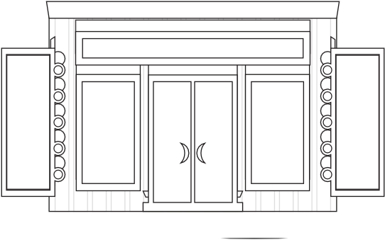 Store Fronts Shop 16 Black White Line Art 555px - Store Building Coloring Book (555x407), Png Download