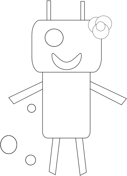 Robot Girl Black White Line Art 555px - Clip Art (555x785), Png Download
