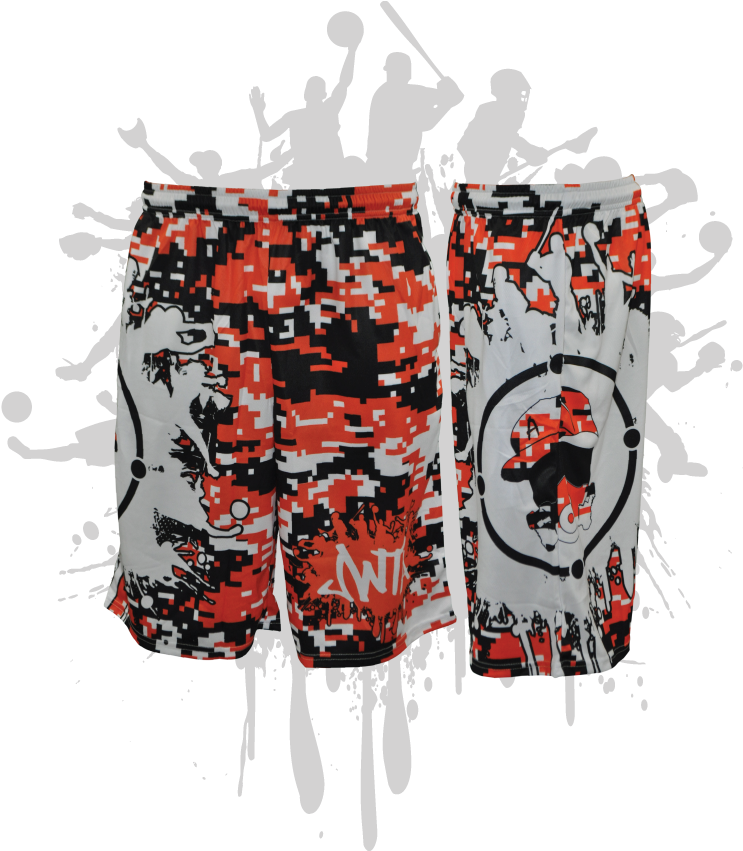Splatter Splash Digital Camo Mens Full Dye Shorts Orange/black/white - Multi-scale Camouflage (800x857), Png Download